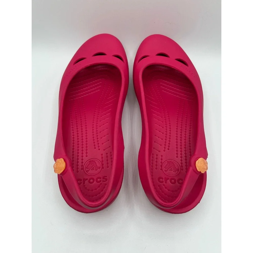 Crocs Shayna Women Sz 11 Pink Mary Jane Slingback Flat Shoes Comfort Clogs